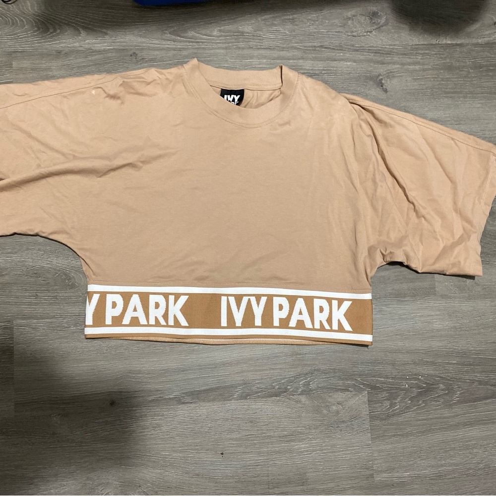 IVY PARK Tan Crop Top with Logo Band
